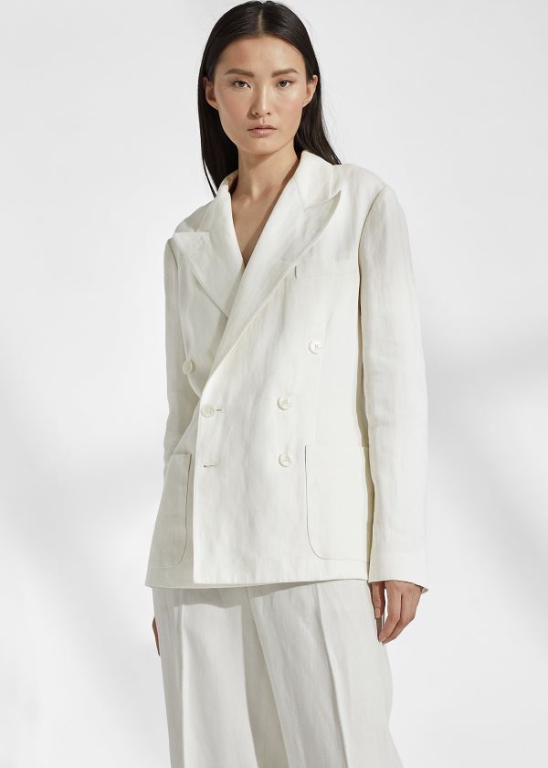 Chaquetas Ralph Lauren Mujer Blancos - Alexi Linen - GSUJX5401